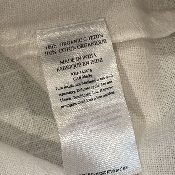 NWT FAHERTY Ramona Organic Cotton Shift Dress Egret White Puff Sleeve Top Small‌ - Picture 10 of 14